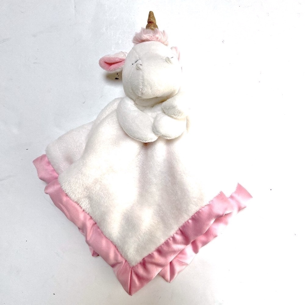 CARTERS Pink Stuffed Unicorn Ultra Plush Lovey Satin Security Blanket Baby